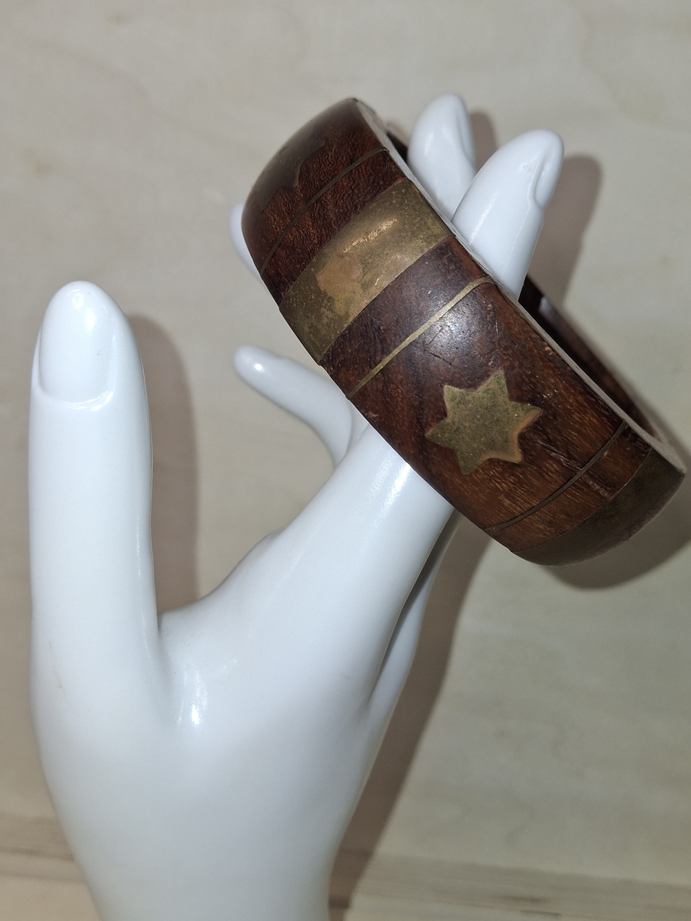Wood and Brass Inlay Cuff Bracelet